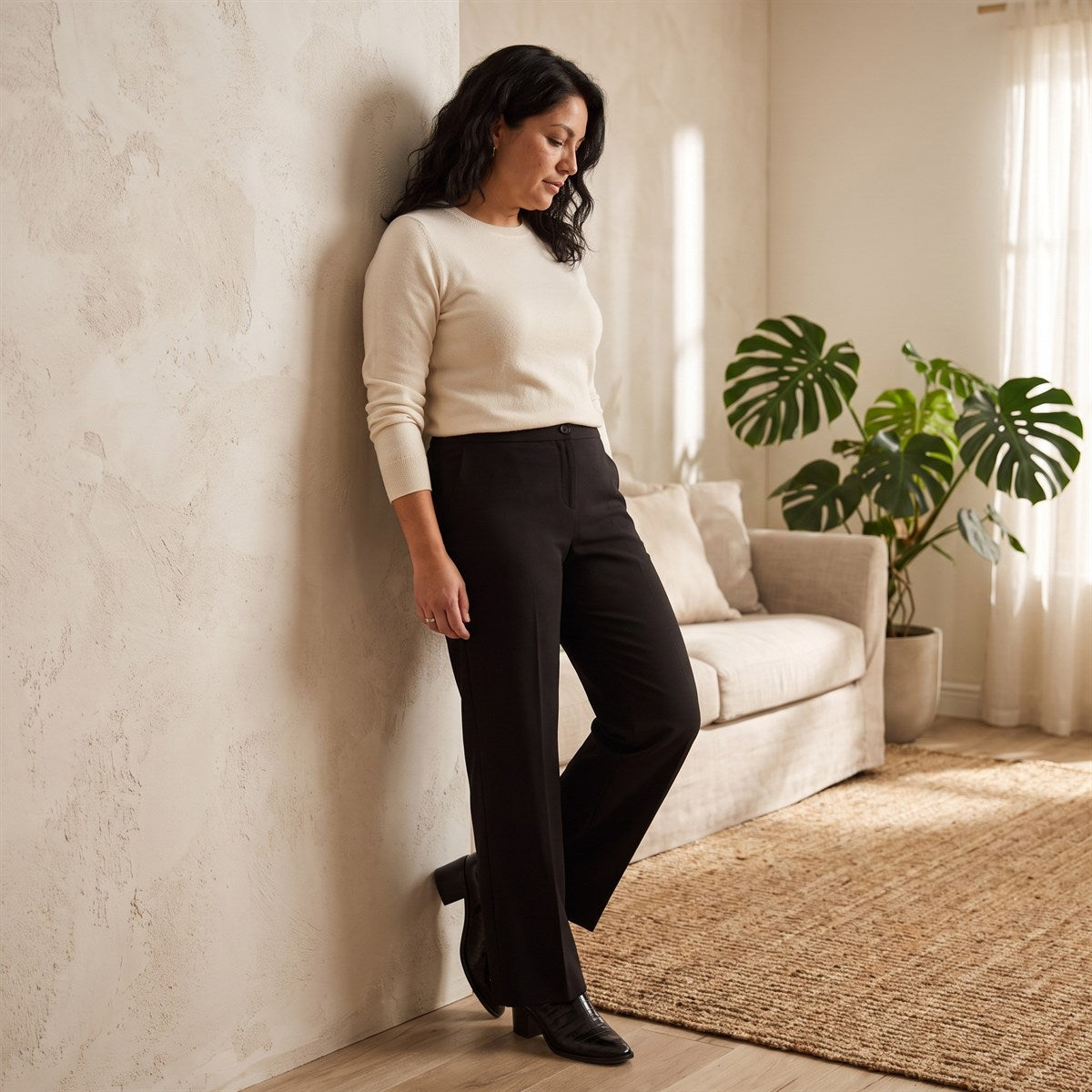 Pantalón Formal Negro Palazzo lifestyle