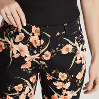 Pantalón Crop Negro Pitillo Estampado Floral