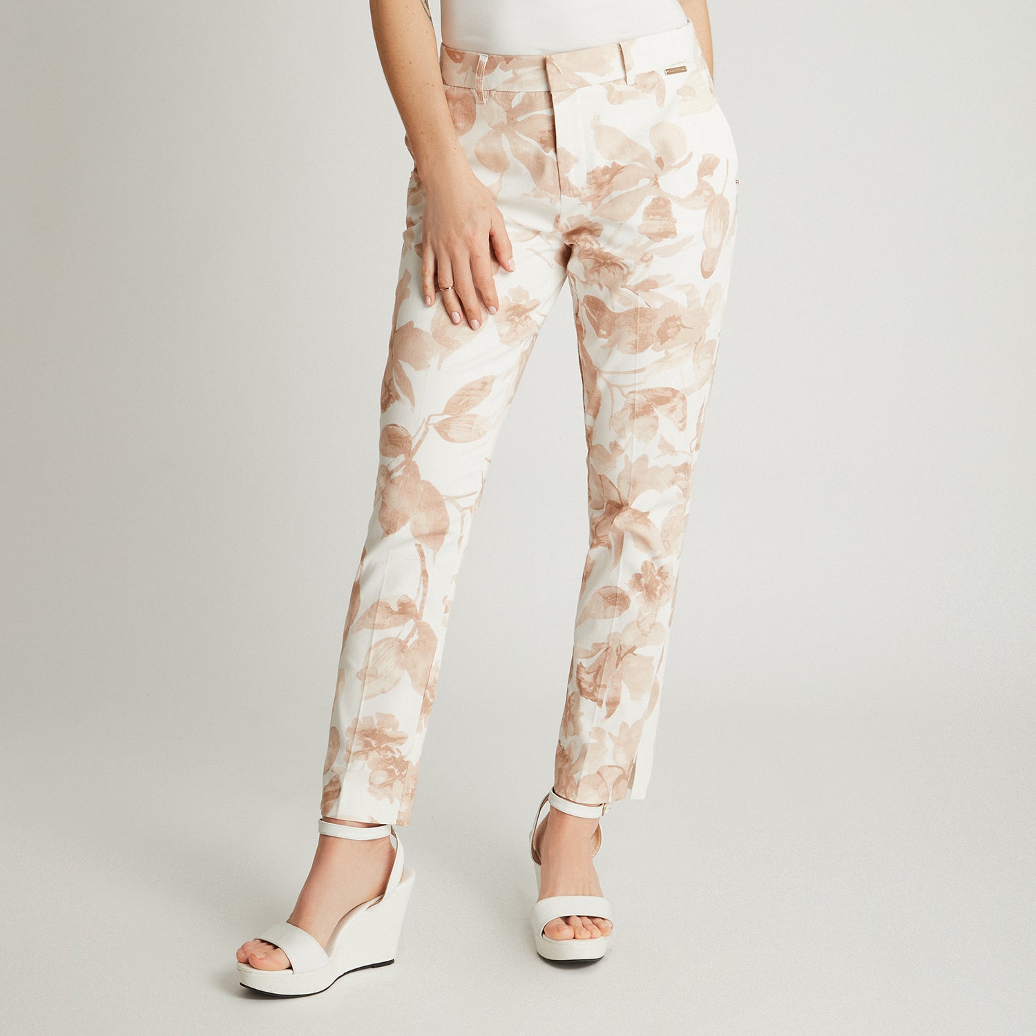 Pantalón Crop Beige Estampado