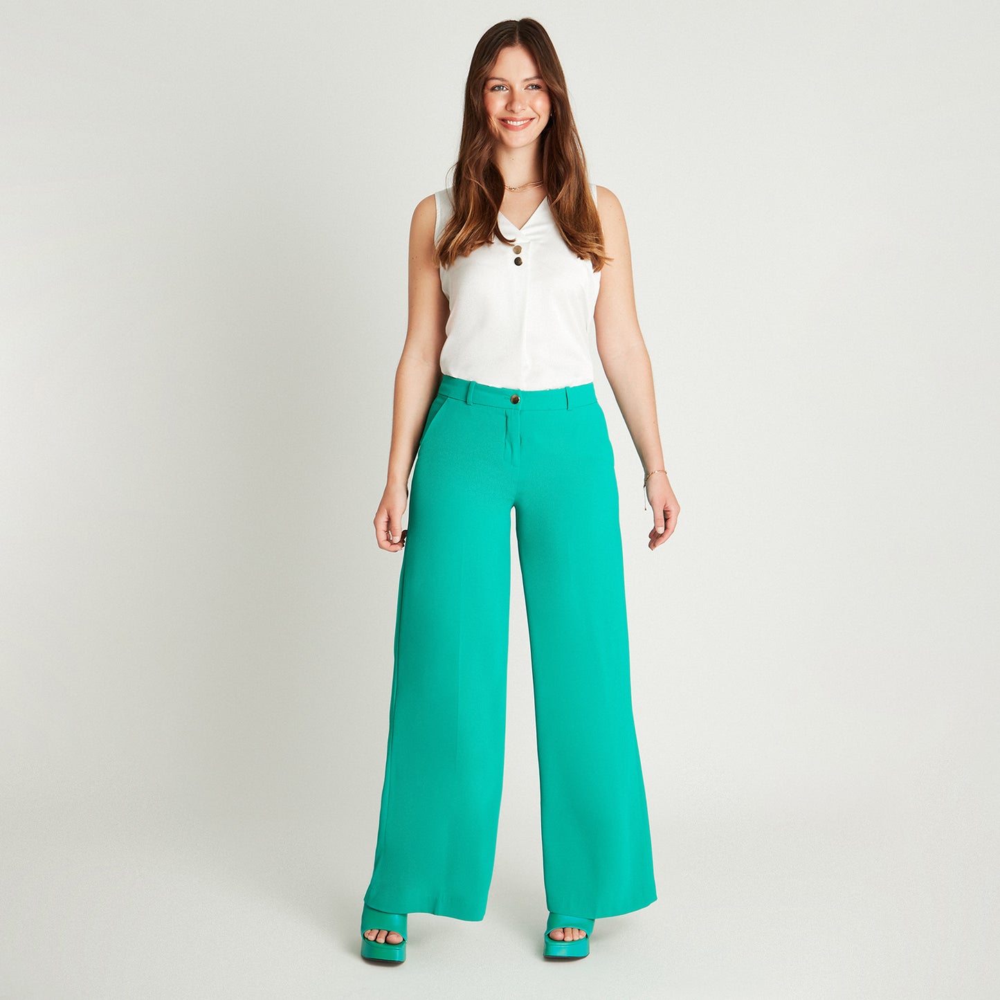 Pantalón Formal Verde Palazzo Lorenzo di Pontti