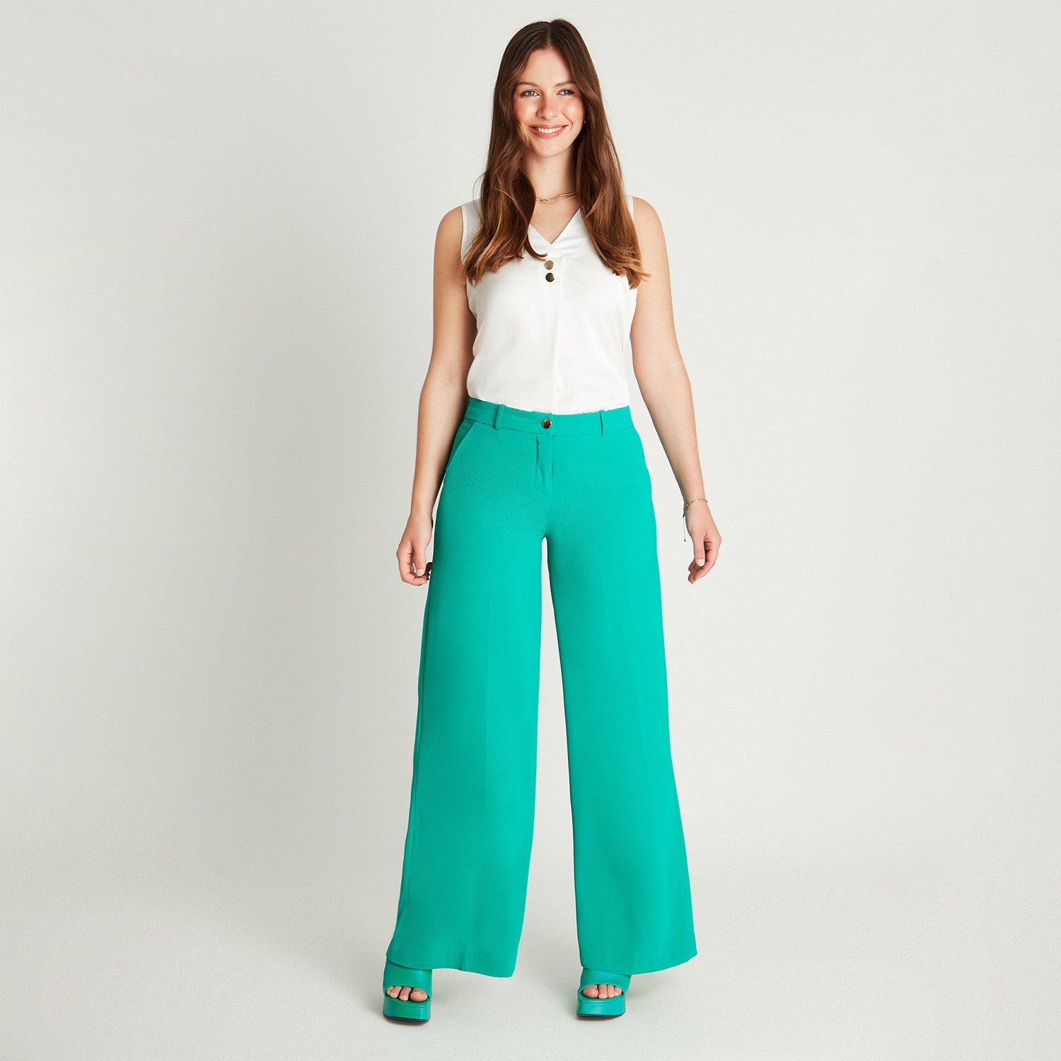 Pantalón Formal Verde Palazzo Lorenzo di Pontti