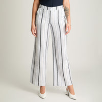 Pantalón Formal Palazzo Con Botón Oculto Azul Lorenzo Di Pontti