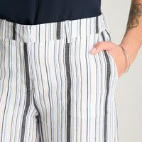 Pantalón Formal Palazzo Con Botón Oculto Azul Lorenzo Di Pontti