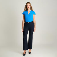 Pantalón Formal De Lino Recto Azul Lorenzo Di Pontti