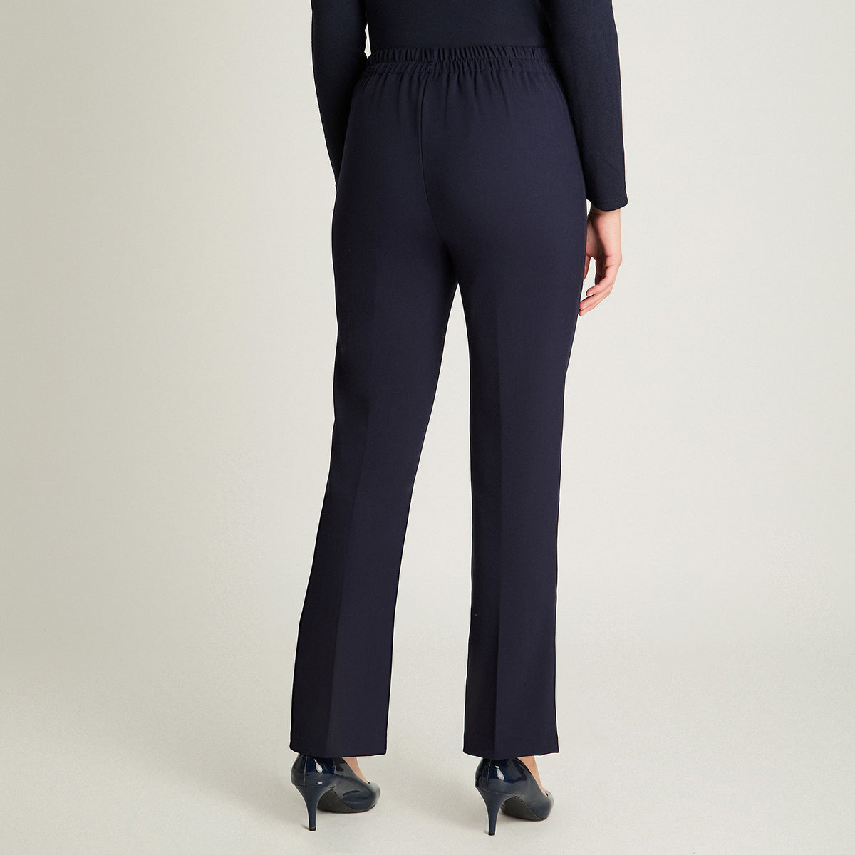 Pantalón Recto Con Pretina Trasera Elasticada Azul Lorenzo Di Pontti