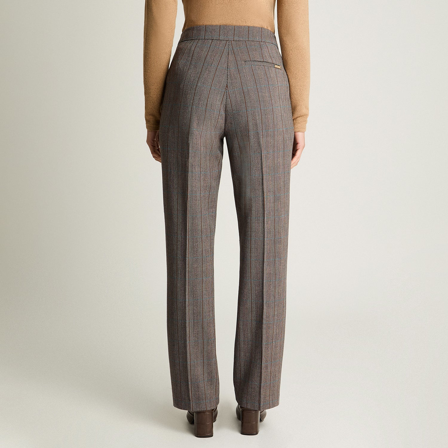 Pantalón Recto Con Un Botón Camel Lorenzo Di Pontti