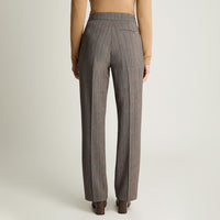 Pantalón Recto Con Un Botón Camel Lorenzo Di Pontti