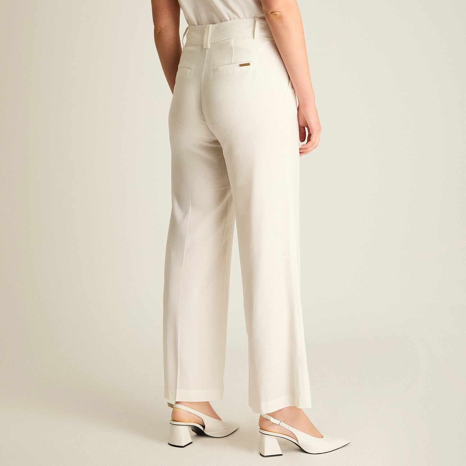 Pantalón Palazzo Crudo de Lino y Viscosa