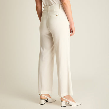 Pantalón Palazzo Crudo de Lino y Viscosa