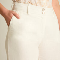 Pantalón Palazzo Crudo de Lino y Viscosa