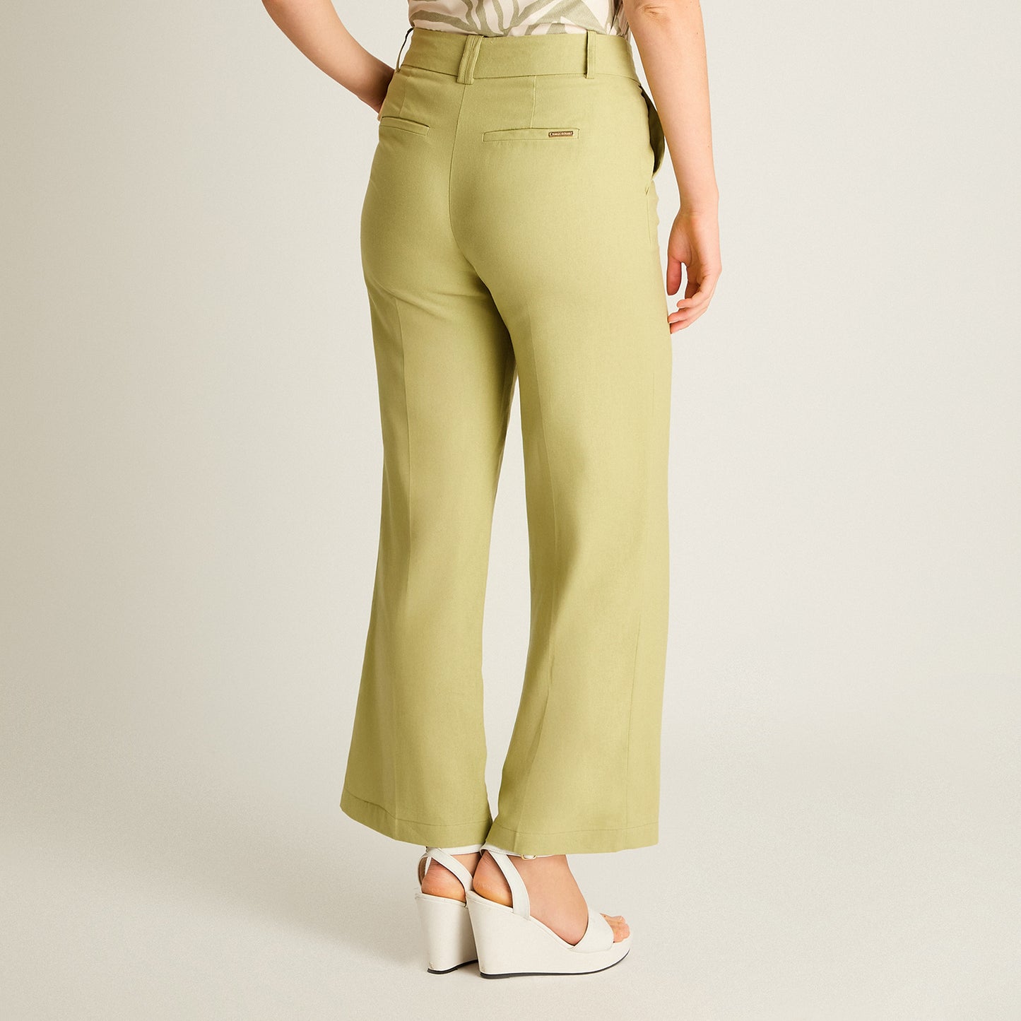 Pantalón Verde Palazzo de Lino y Viscosa