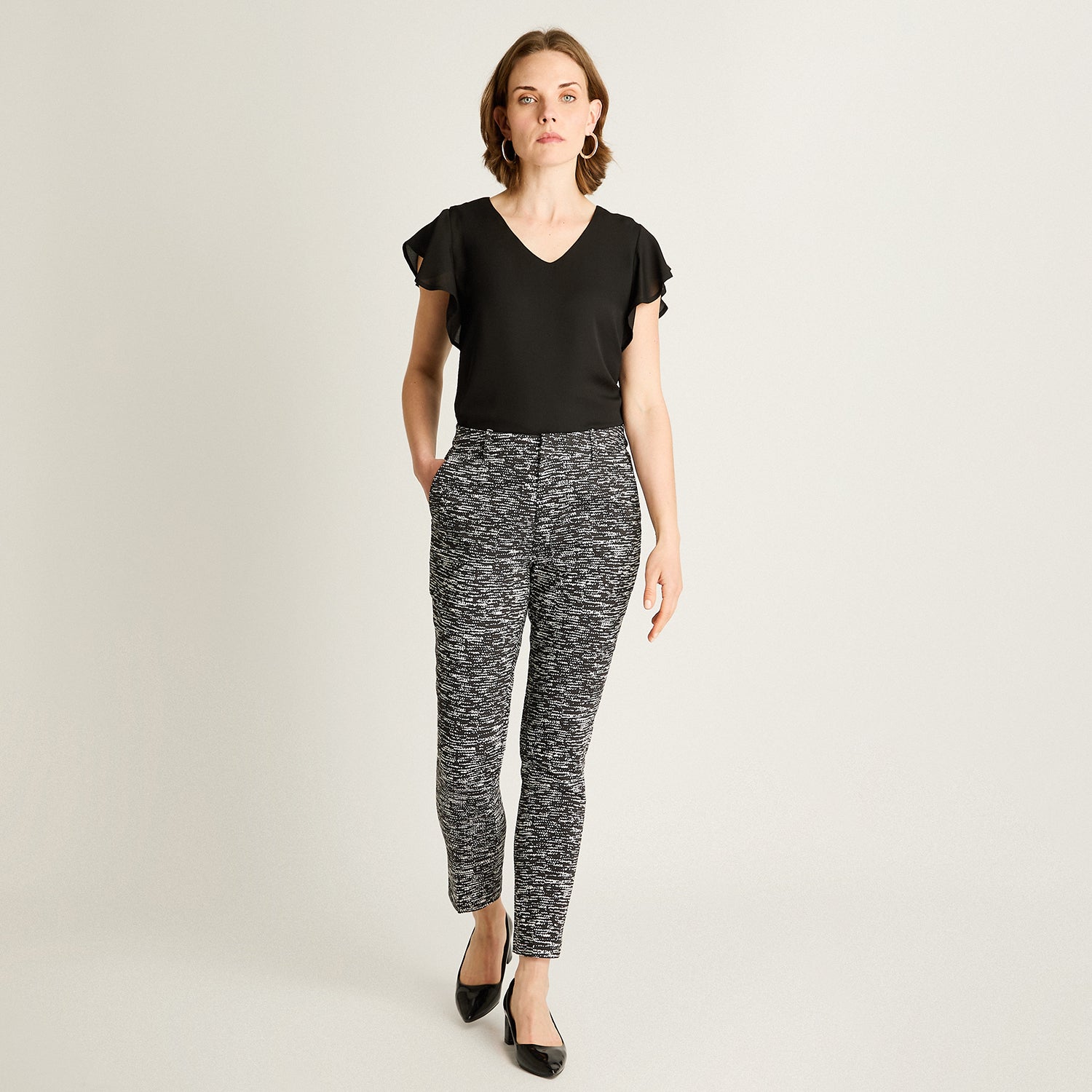 Pantalón Slim Fit Negro Jaspeado