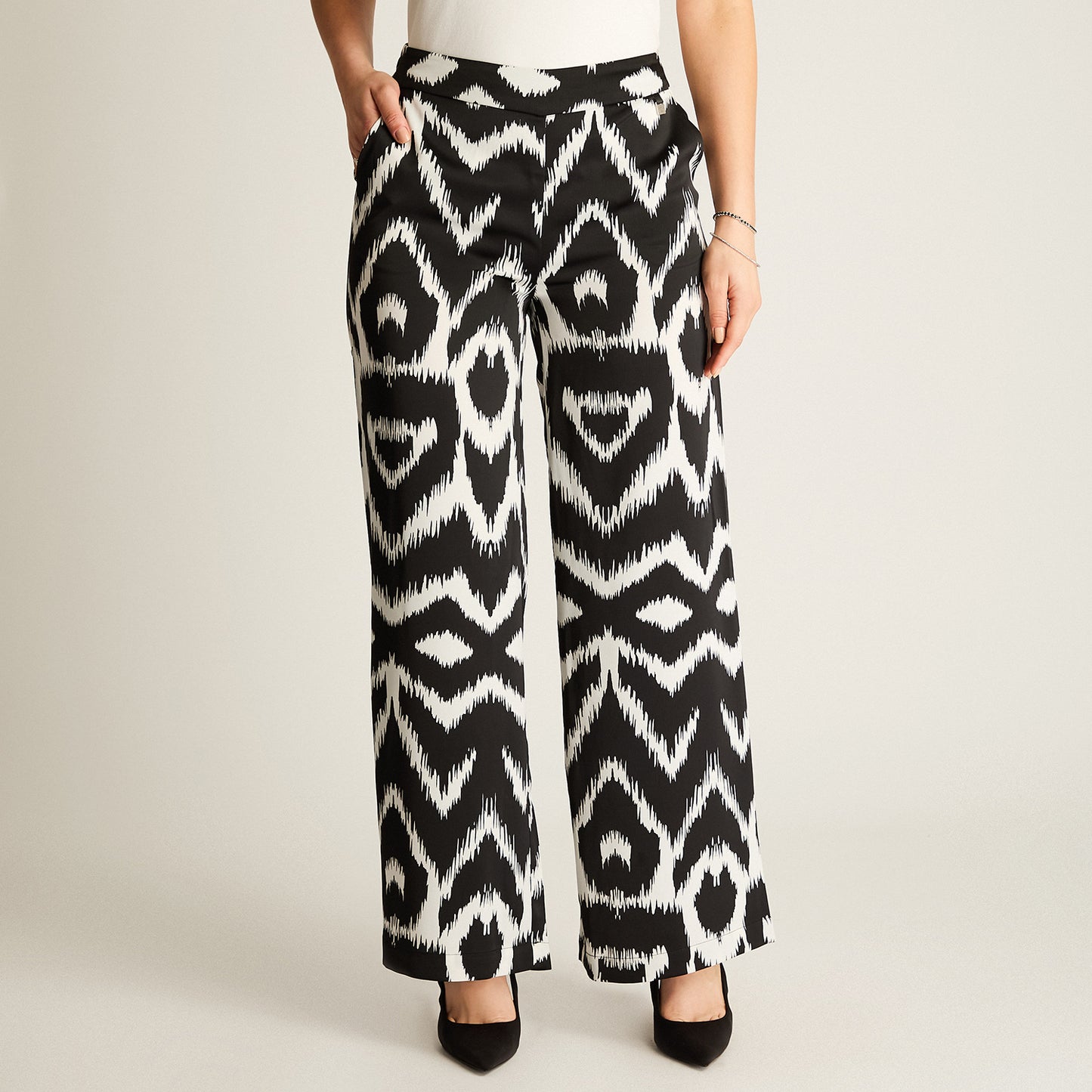 Pantalón Palazzo Estampado Crudo