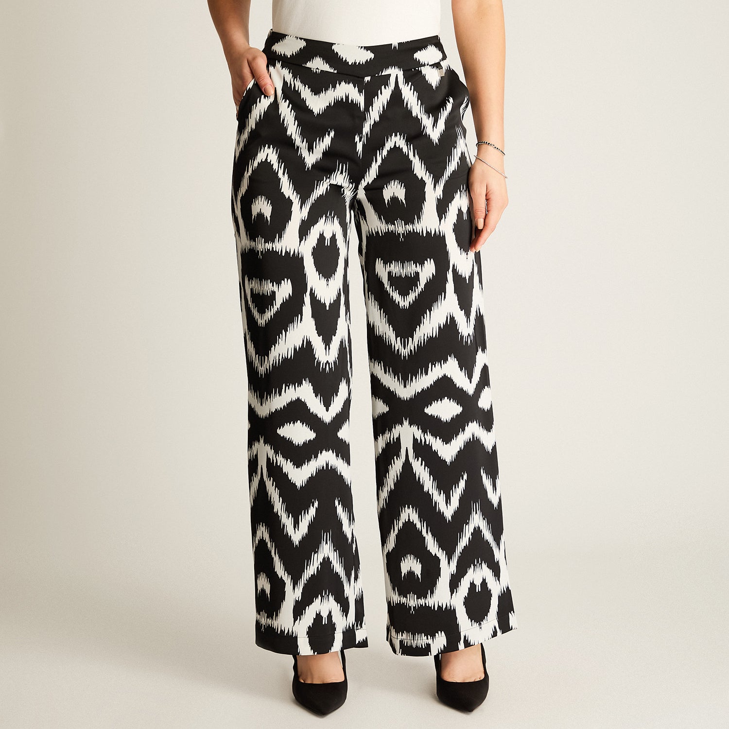 Pantalón Palazzo Estampado Crudo