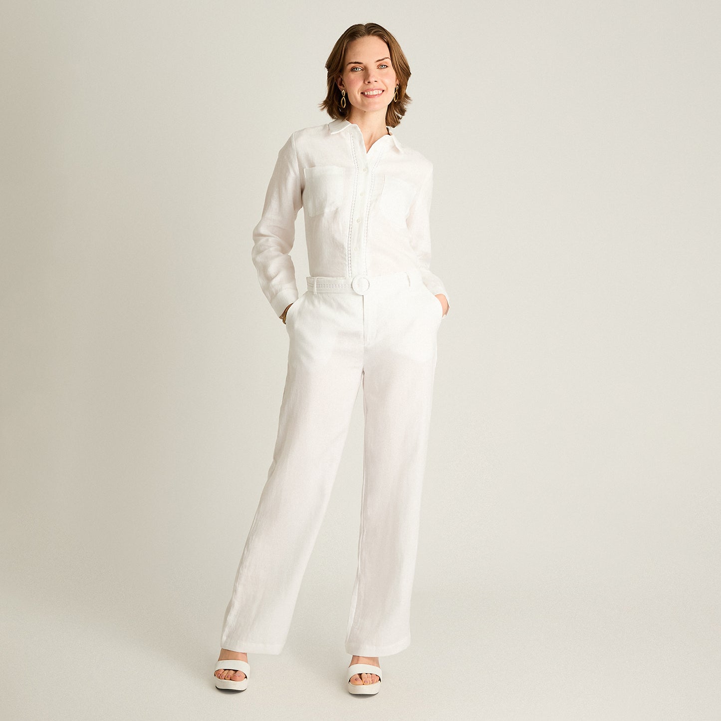 Pantalón Palazzo Blanco 100% Lino