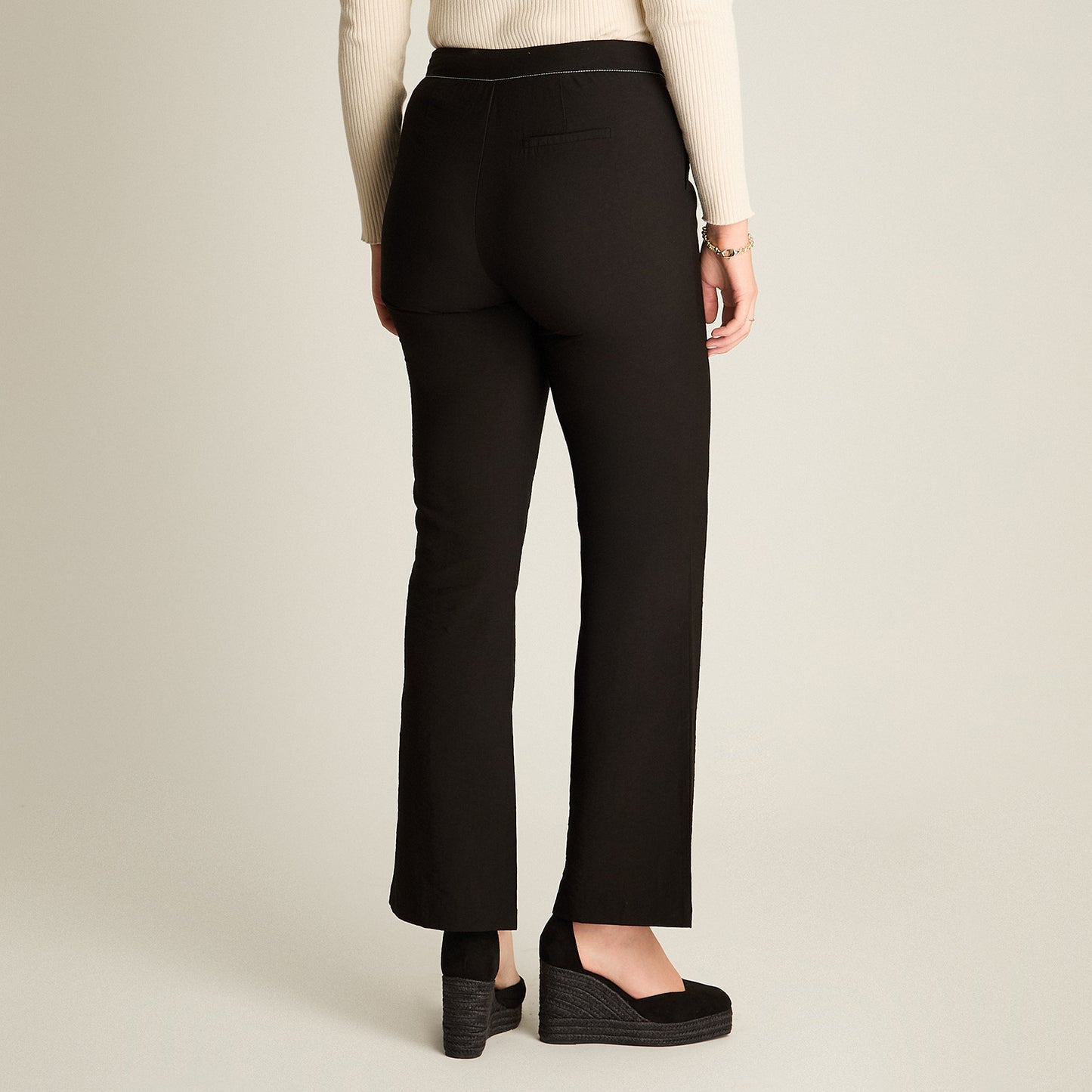 Pantalon Formal Negro Elasticidad Nula Sin Forro Calce Normal Tela Plano