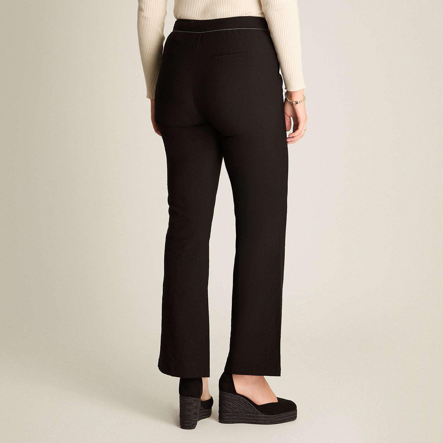 Pantalon Formal Negro Elasticidad Nula Sin Forro Calce Normal Tela Plano