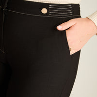 Pantalon Formal Negro Elasticidad Nula Sin Forro Calce Normal Tela Plano