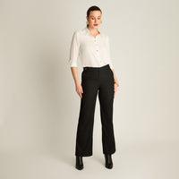 Pantalon Formal Negro Elasticidad Nula Sin Forro Calce Normal Tela Plano