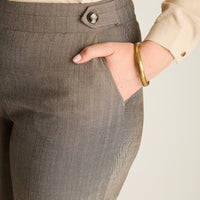 Pantalon Formal Gris Elasticidad Nula Sin Forro Calce Normal Tela Plano