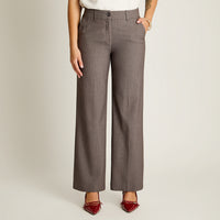 Pantalon Formal Gris Elasticidad Nula Sin Forro Calce Normal Tela Plano