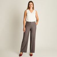 Pantalon Formal Gris Elasticidad Nula Sin Forro Calce Normal Tela Plano