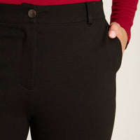 Pantalon Formal Negro Elasticidad Media Sin Forro Calce Normal Tela Punto