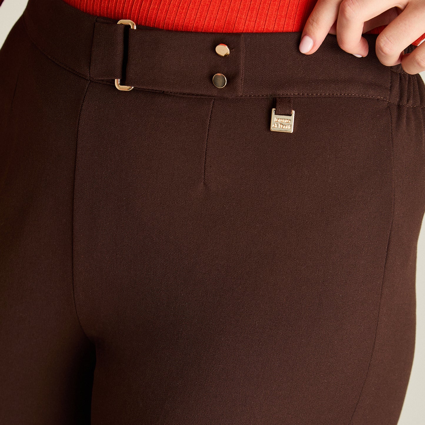 Pantalon Formal Cafe Elasticidad Nula Sin Forro Calce Normal Tela Plano