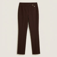 Pantalón Café Básico Recto con Pretina Elasticada en plano