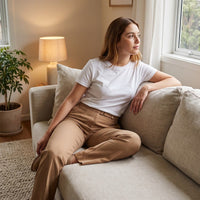 Pantalón Camel Básico Recto con Pretina Elasticada lifestyle
