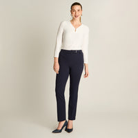Pantalon Formal Azul Elasticidad Nula Sin Forro Calce Normal Tela Plano