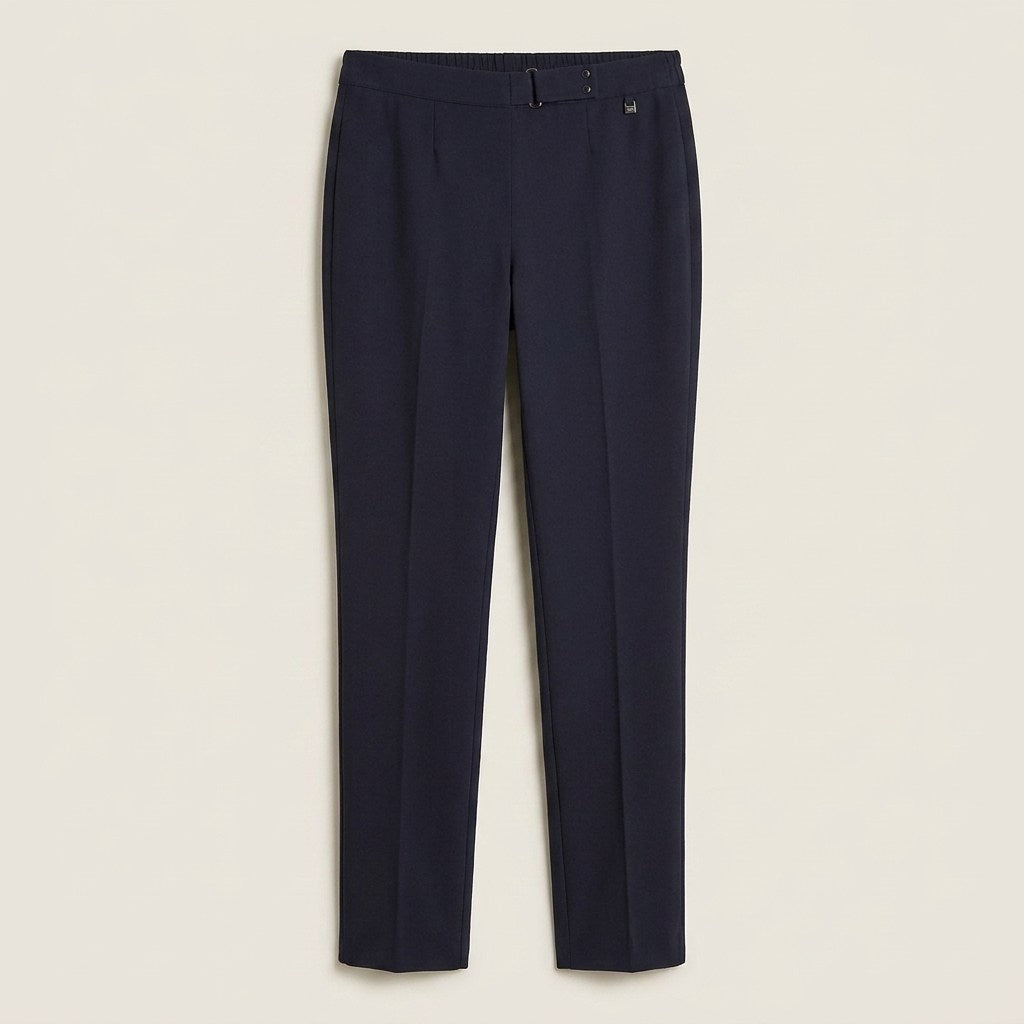 Pantalón Azul Básico Recto con Pretina Elasticada en plano