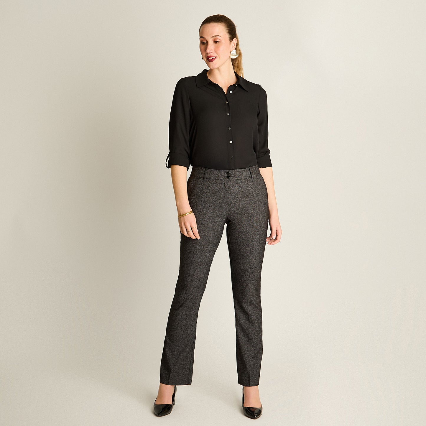 Pantalon Formal Marengo Elasticidad Nula Sin Forro Calce Normal Tela Plano