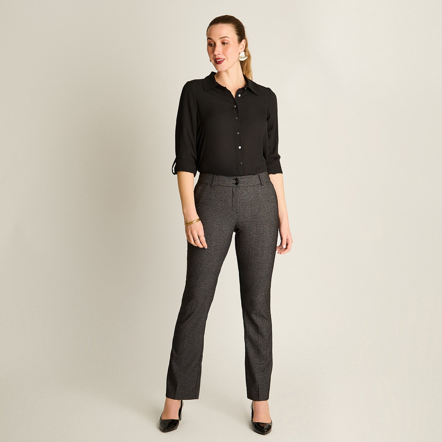 Pantalon Formal Marengo Elasticidad Nula Sin Forro Calce Normal Tela Plano