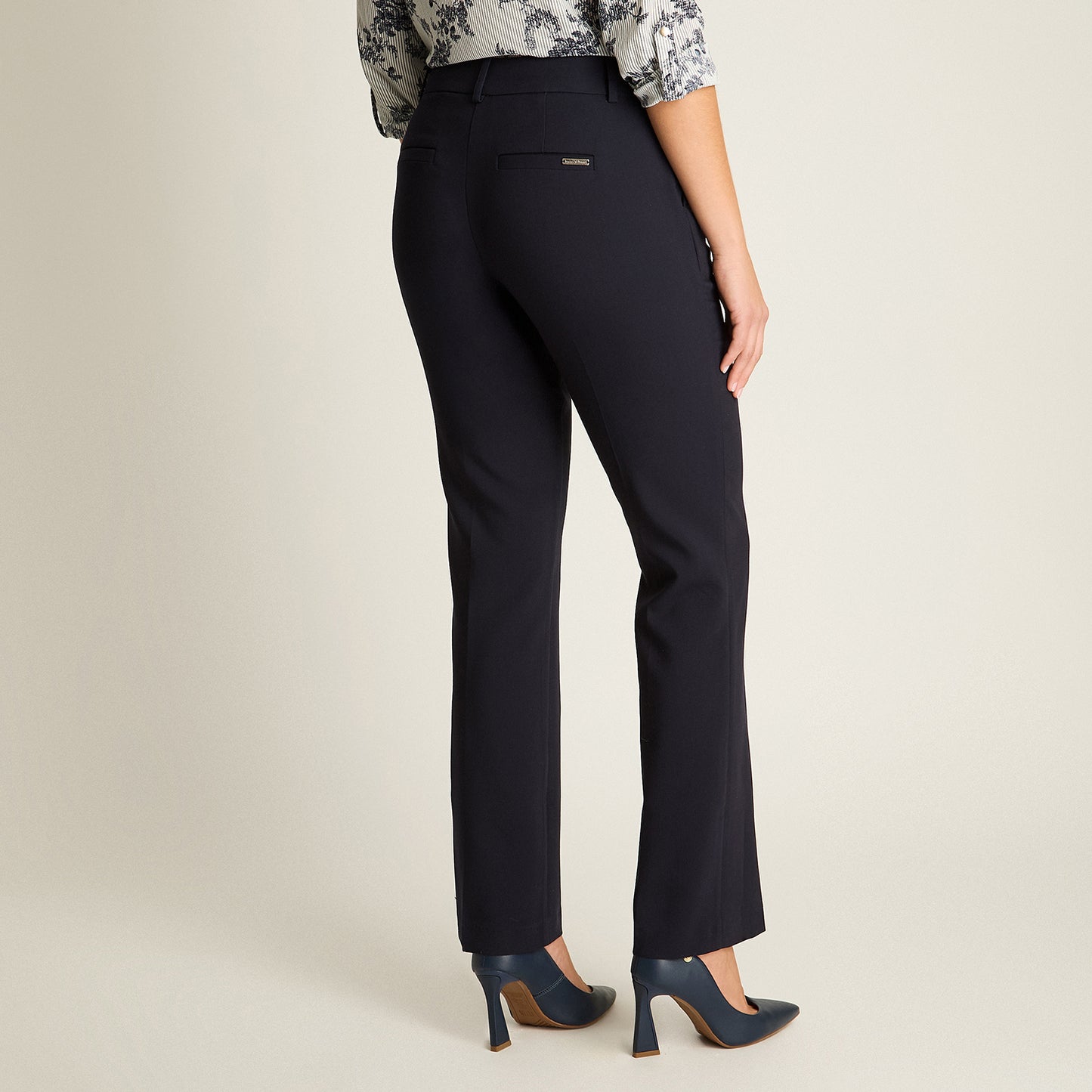 Pantalon Formal Azul Elasticidad Nula Sin Forro Calce Normal Tela Plano
