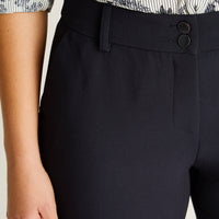 Pantalon Formal Azul Elasticidad Nula Sin Forro Calce Normal Tela Plano