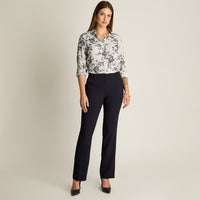 Pantalon Formal Azul Elasticidad Nula Sin Forro Calce Normal Tela Plano