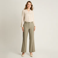 Pantalón Gris Wide Leg Fantasía con Botón