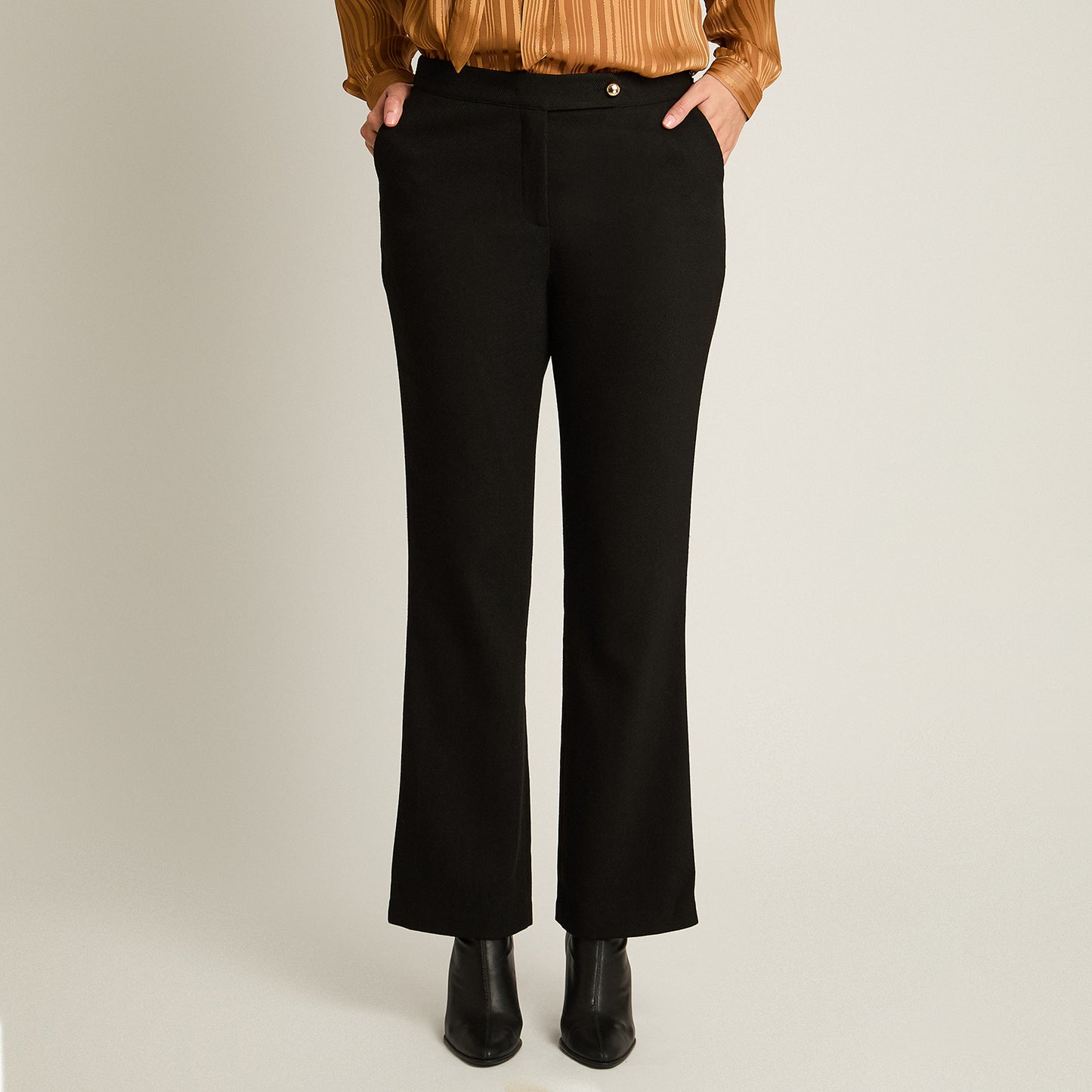 Pantalon Formal Negro Elasticidad Nula Sin Forro Calce Normal Tela Plano