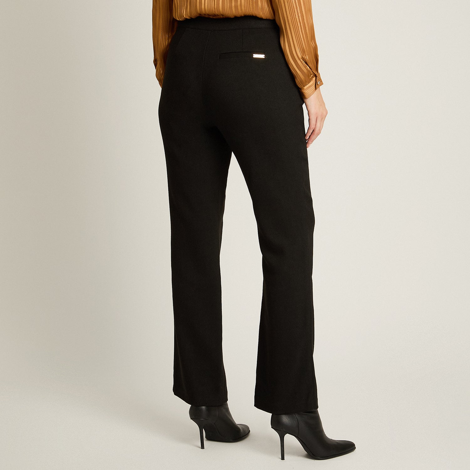 Pantalon Formal Negro Elasticidad Nula Sin Forro Calce Normal Tela Plano