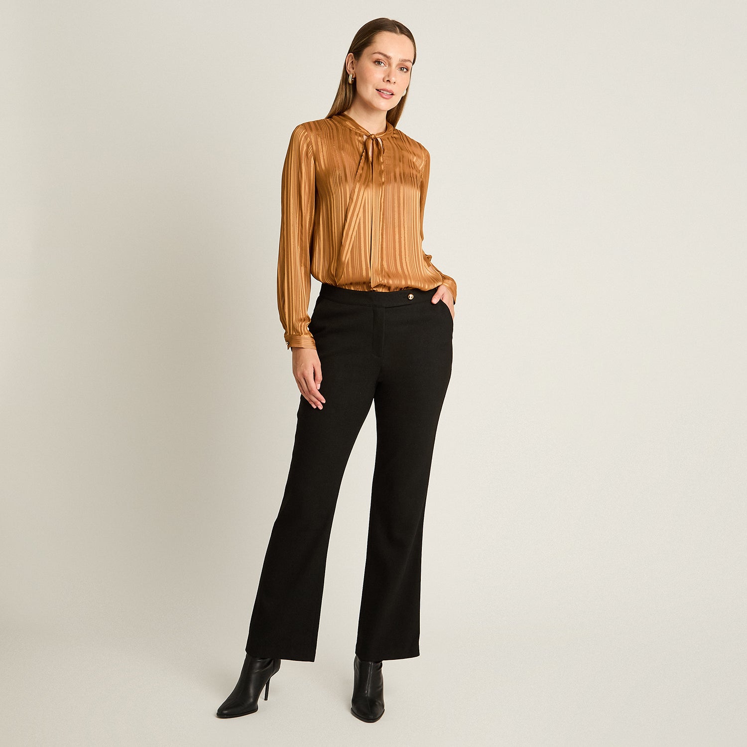 Pantalon Formal Negro Elasticidad Nula Sin Forro Calce Normal Tela Plano