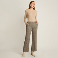 Pantalon Formal Beige Elasticidad Media Sin Forro Calce Normal Tela Punto