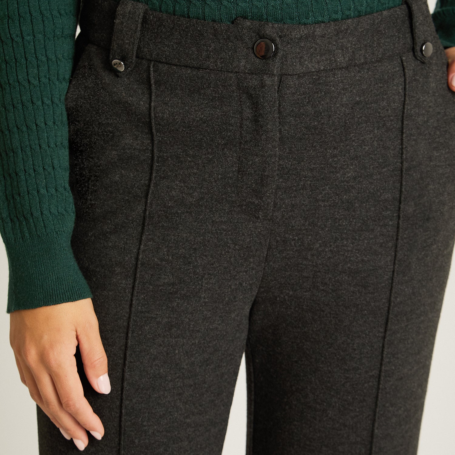 Pantalon Formal Marengo Elasticidad Media Sin Forro Calce Normal Tela Punto