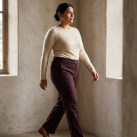 Pantalón Recto De Lana Burdeo lifestyle
