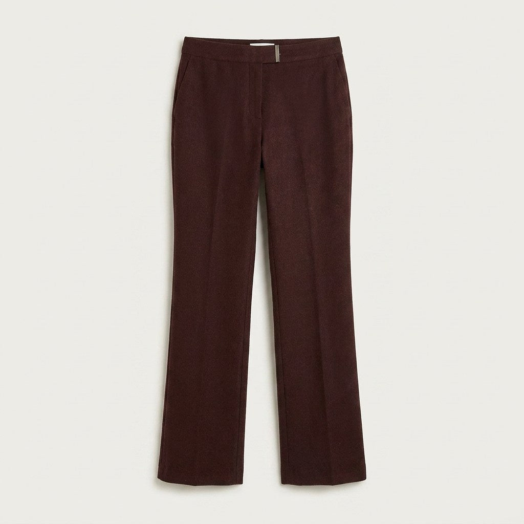 Pantalón Recto De Lana Burdeo en plano