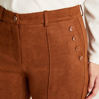 Pantalon Formal Terracota Elasticidad Nula Sin Forro Calce Normal Tela Plano