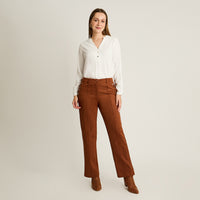 Pantalon Formal Terracota Elasticidad Nula Sin Forro Calce Normal Tela Plano