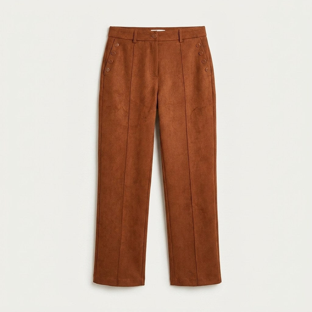 Pantalón De Suede Terracota Wide Leg en plano