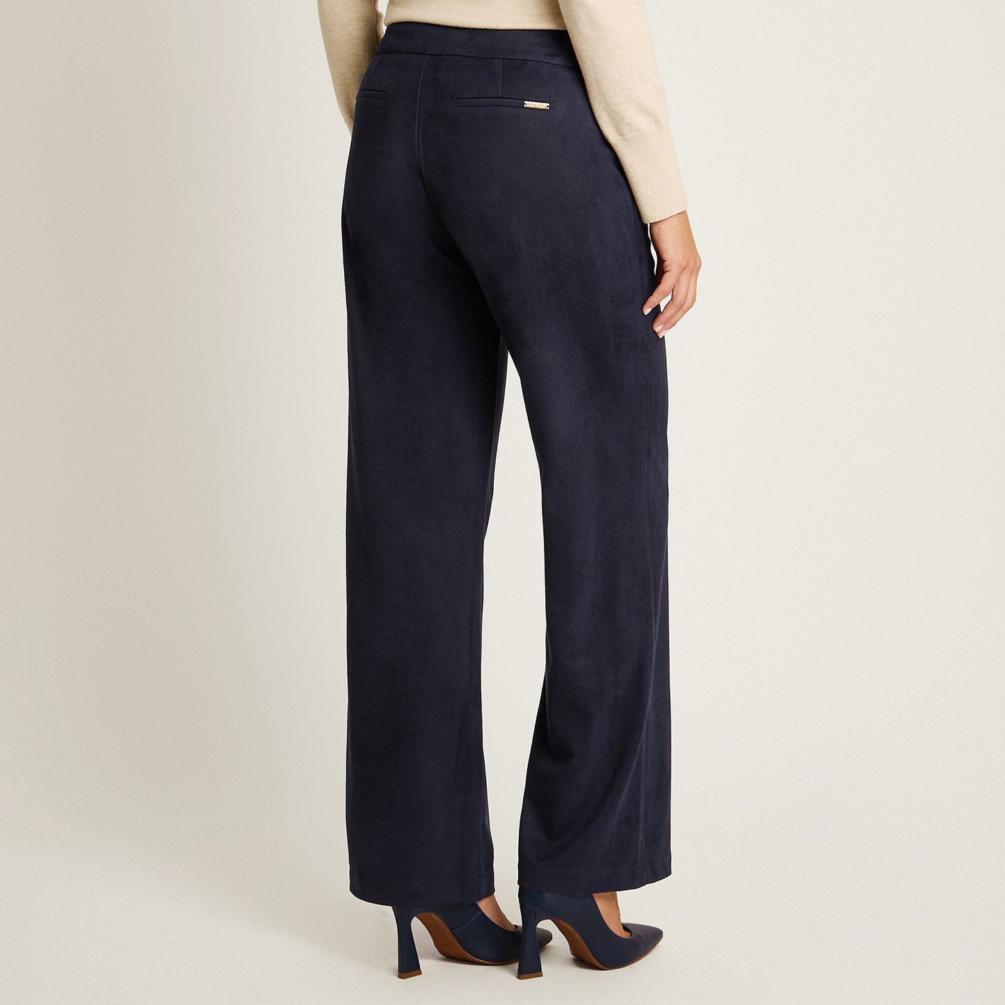 Pantalon Formal Azul Elasticidad Media Sin Forro Calce Normal Tela Plano