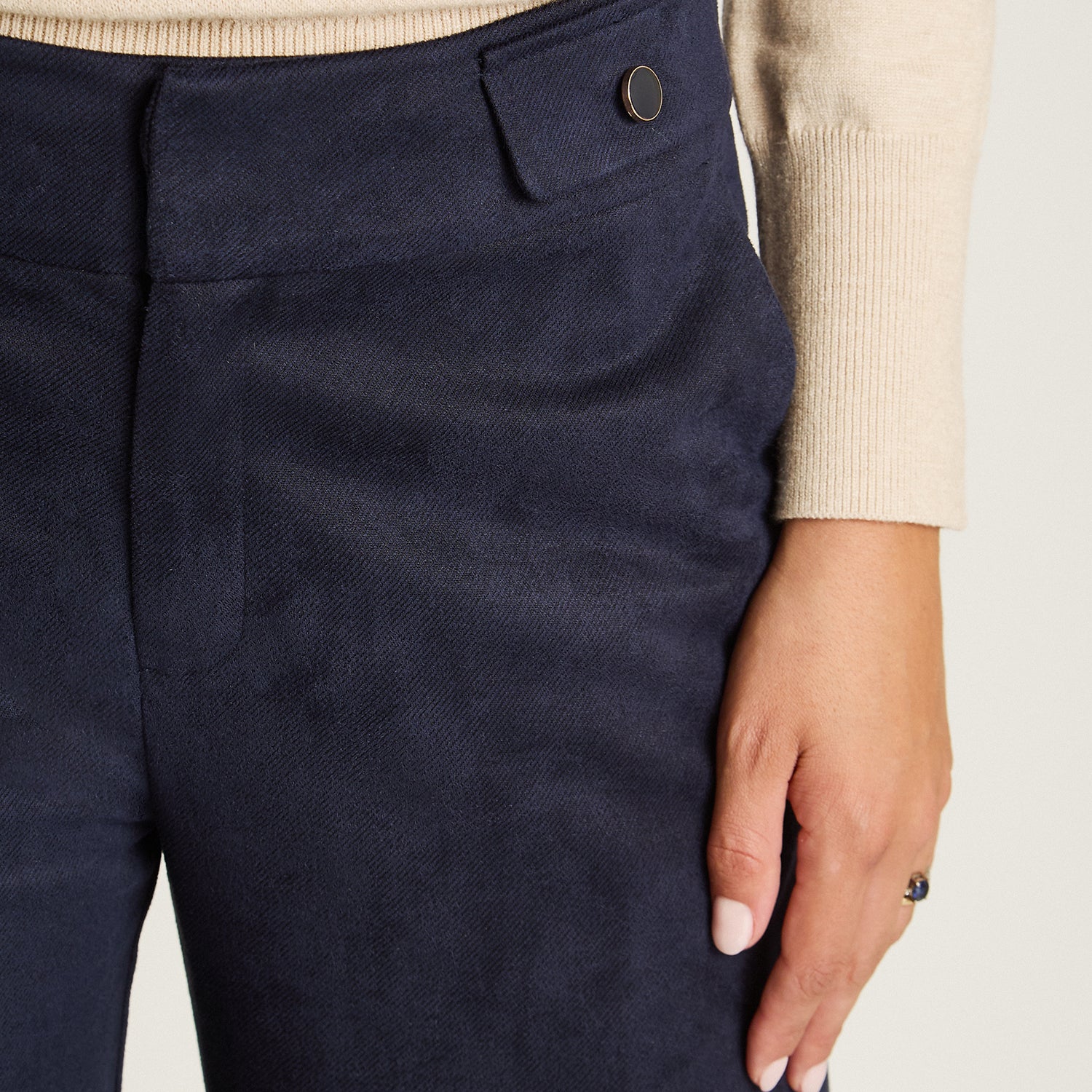 Pantalon Formal Azul Elasticidad Media Sin Forro Calce Normal Tela Plano